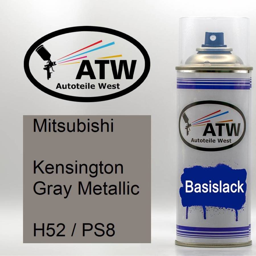 Mitsubishi, Kensington Gray Metallic, H52 / PS8: 400ml Sprühdose, von ATW Autoteile West.